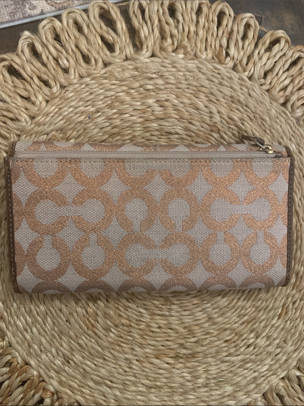 Coach Soho Signature Pleated Metallic Gold and Brown Wallet - Picture 7 of 13